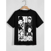 Tricou Charlie Chaplin bumbac alb-negru